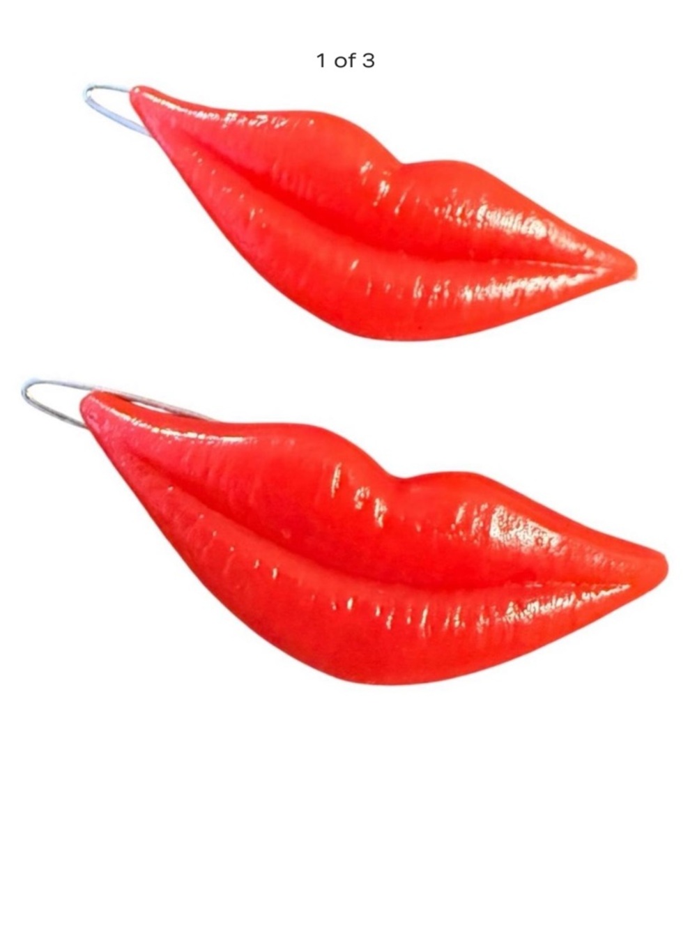 Vintage 80s Red Lip Barrettes with Wire Clasps